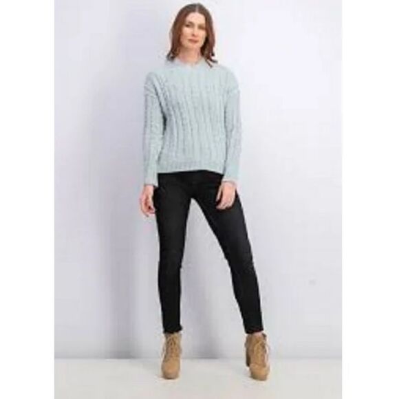 HIPPIE ROSE Sweater Mock Turtle Neck Cable Knit Long Sleeve Medium - Picture 2 of 3